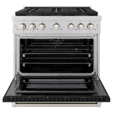 ZLINE 36 in. 5.2 cu. ft. Paramount Dual Fuel Range with 6 Burner DuoPro™ Cooktop and Electric Convection Oven with Black Matte Door (PSDR-BLM-36) - (PSDRBLM36) -