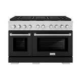 ZLINE 48 in. 6.7 cu. ft. Paramount Dual Fuel Range with 8 Burner DuoPro™ Cooktop and Dual Ovens with Black Matte Doors (PSDR-BLM-48) - (PSDRBLM48) -