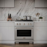 ZLINE 30 in. 4.2 cu. ft. Paramount Dual Fuel Range with 4 Burner DuoPro™ Cooktop and Electric Convection Oven in Satin Stainless Steel (PSDRS-30) - (PSDRS30) -
