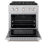 ZLINE 30 in. 4.2 cu. ft. Paramount Dual Fuel Range with 4 Burner DuoPro™ Cooktop and Electric Convection Oven in Satin Stainless Steel (PSDRS-30) - (PSDRS30) -