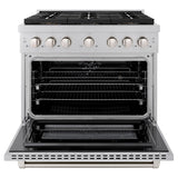 ZLINE 36 in. 5.2 cu. ft. Paramount Dual Fuel Range with 6 Burner DuoPro™ Cooktop and Electric Convection Oven in Satin Stainless Steel (PSDRS-36) - (PSDRS36) -