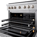ZLINE 36 in. 5.2 cu. ft. Paramount Dual Fuel Range with 6 Burner DuoPro™ Cooktop and Electric Convection Oven in Satin Stainless Steel (PSDRS-36) - (PSDRS36) -