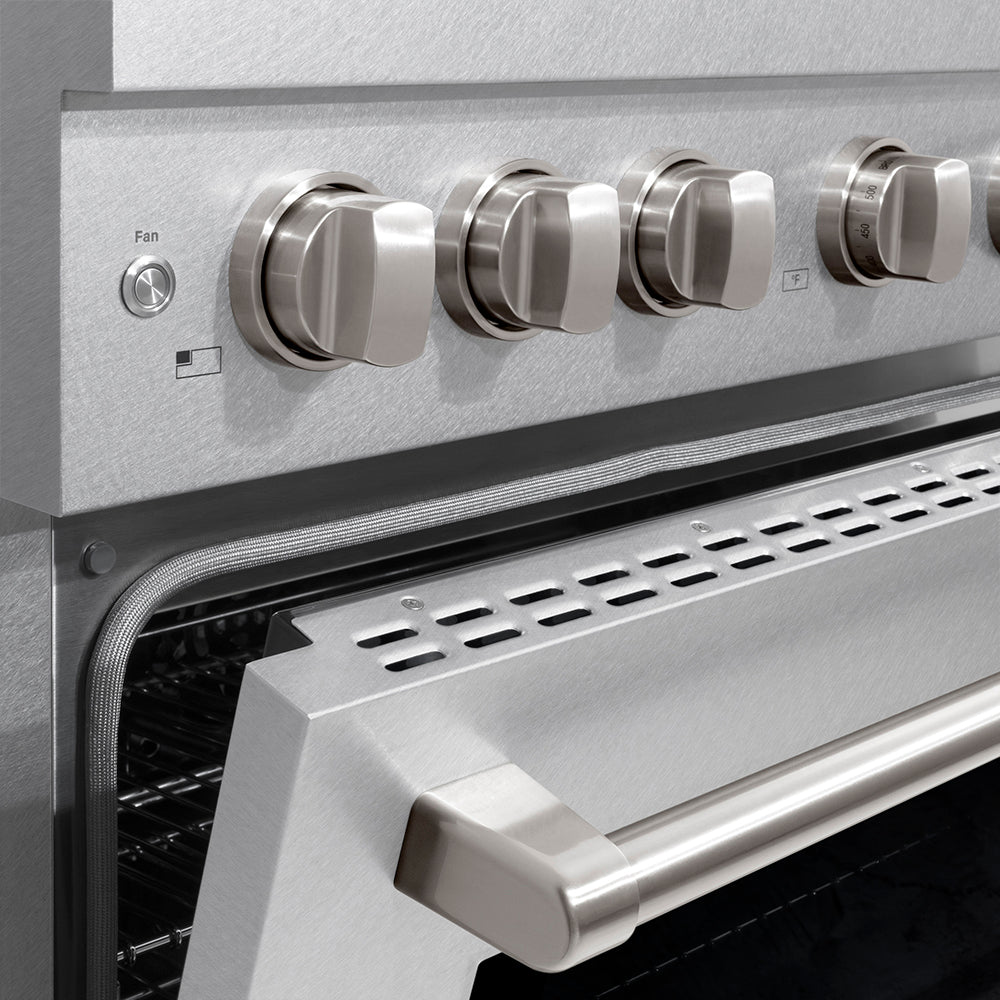 ZLINE 36 in. 5.2 cu. ft. Paramount Dual Fuel Range with 6 Burner DuoPro™ Cooktop and Electric Convection Oven in Satin Stainless Steel (PSDRS-36) - (PSDRS36) -