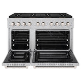 ZLINE 48 in. 6.7 cu. ft. Paramount Dual Fuel Range with 8 Burner DuoPro™ Cooktop and Dual Ovens in Satin Stainless Steel (PSDRS-48) - (PSDRS48) -