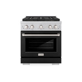 ZLINE 30 in. 4.2 cu. ft. Paramount Dual Fuel Range with 4 Burner DuoPro™ Cooktop and Electric Convection Oven in Satin Stainless Steel with Black Matte Door (PSDRS-BLM-30) - (PSDRSBLM30) -