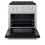 ZLINE 30 in. 4.2 cu. ft. Paramount Dual Fuel Range with 4 Burner DuoPro™ Cooktop and Electric Convection Oven in Satin Stainless Steel with Black Matte Door (PSDRS-BLM-30) - (PSDRSBLM30) -