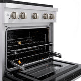 ZLINE 30 in. 4.2 cu. ft. Paramount Dual Fuel Range with 4 Burner DuoPro™ Cooktop and Electric Convection Oven in Satin Stainless Steel with Black Matte Door (PSDRS-BLM-30) - (PSDRSBLM30) -