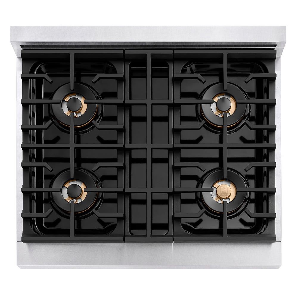 ZLINE 30 in. 4.2 cu. ft. Paramount Dual Fuel Range with 4 Burner DuoPro™ Cooktop and Electric Convection Oven in Satin Stainless Steel with White Matte Door (PSDRS-WM-30) - (PSDRSWM30) -