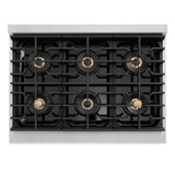 ZLINE Autograph Edition 36 in. 5.2 cu. ft. Paramount Dual Fuel Range with 6 Burner DuoPro™ Cooktop and Electric Convection Oven in Satin Stainless Steel with White Matte Door and Polished Gold Accents (PSDRSZ-WM-36-G) - (PSDRSZWM36G) -