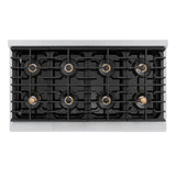 ZLINE Autograph Edition 48 in. 6.7 cu. ft. Paramount Dual Fuel Range with 8 Burner DuoPro™ Cooktop and Dual Ovens in Satin Stainless Steel with White Matte Doors and Matte Black Accents (PSDRSZ-WM-48-MB) - (PSDRSZWM48MB) -