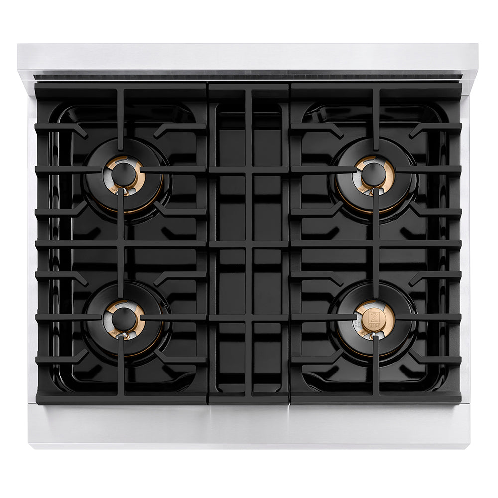 ZLINE 30 in. 4.2 cu. ft. Paramount Dual Fuel Range with 4 Burner DuoPro™ Cooktop and Electric Convection Oven with White Matte Door (PSDR-WM-30) - (PSDRWM30) -