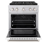 ZLINE 30 in. 4.2 cu. ft. Paramount Dual Fuel Range with 4 Burner DuoPro™ Cooktop and Electric Convection Oven with White Matte Door (PSDR-WM-30) - (PSDRWM30) -