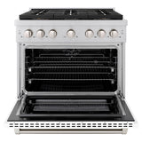 ZLINE 36 in. 5.2 cu. ft. Paramount Dual Fuel Range with 6 Burner DuoPro™ Cooktop and Electric Convection Oven with White Matte Door (PSDR-WM-36) - (PSDRWM36) -