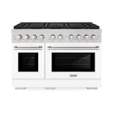 ZLINE 48 in. 6.7 cu. ft. Paramount Dual Fuel Range with 8 Burner DuoPro™ Cooktop and Dual Ovens with White Matte Doors (PSDR-WM-48) - (PSDRWM48) -