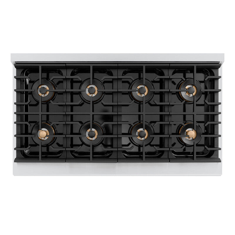 ZLINE 48 in. 6.7 cu. ft. Paramount Dual Fuel Range with 8 Burner DuoPro™ Cooktop and Dual Ovens with White Matte Doors (PSDR-WM-48) - (PSDRWM48) -