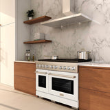 ZLINE 48 in. 6.7 cu. ft. Paramount Dual Fuel Range with 8 Burner DuoPro™ Cooktop and Dual Ovens with White Matte Doors (PSDR-WM-48) - (PSDRWM48) -