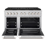 ZLINE 48 in. 6.7 cu. ft. Paramount Dual Fuel Range with 8 Burner DuoPro™ Cooktop and Dual Ovens with White Matte Doors (PSDR-WM-48) - (PSDRWM48) -