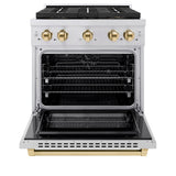 ZLINE Autograph Edition 30 in. 4.2 cu. ft. Paramount Dual Fuel Range with 4 Burner DuoPro™ Cooktop and Electric Convection Oven in Stainless Steel with Polished Gold Accents (PSDRZ-30-G) - (PSDRZ30G) -