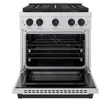 ZLINE Autograph Edition 30 in. 4.2 cu. ft. Paramount Dual Fuel Range with 4 Burner DuoPro™ Cooktop and Electric Convection Oven in Stainless Steel with Matte Black Accents (PSDRZ-30-MB) - (PSDRZ30MB) -
