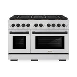 ZLINE Autograph Edition 48 in. 6.7 cu. ft. Paramount Dual Fuel Range with 8 Burner DuoPro™ Cooktop and Dual Ovens in Stainless Steel and Matte Black Accents (PSDRZ-48-MB) - (PSDRZ48MB) -