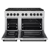 ZLINE Autograph Edition 48 in. 6.7 cu. ft. Paramount Dual Fuel Range with 8 Burner DuoPro™ Cooktop and Dual Ovens in Stainless Steel and Matte Black Accents (PSDRZ-48-MB) - (PSDRZ48MB) -