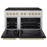 ZLINE Autograph Edition 48 in. 6.7 cu. ft. Paramount Dual Fuel Range with 8 Burner DuoPro™ Cooktop and Dual Ovens with Black Matte Doors and Champagne Bronze Accents (PSDRZ-BLM-48-CB) - (PSDRZBLM48CB) -