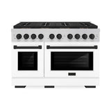 Autograph Edition 48 in. 6.7 cu. ft. Paramount Dual Fuel Range with 8 Burner DuoPro™ Cooktop and Dual Ovens with White Matte Doors and Matte Black Accents - (PSDRZWM48MB) -