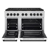 Autograph Edition 48 in. 6.7 cu. ft. Paramount Dual Fuel Range with 8 Burner DuoPro™ Cooktop and Dual Ovens with White Matte Doors and Matte Black Accents - (PSDRZWM48MB) -