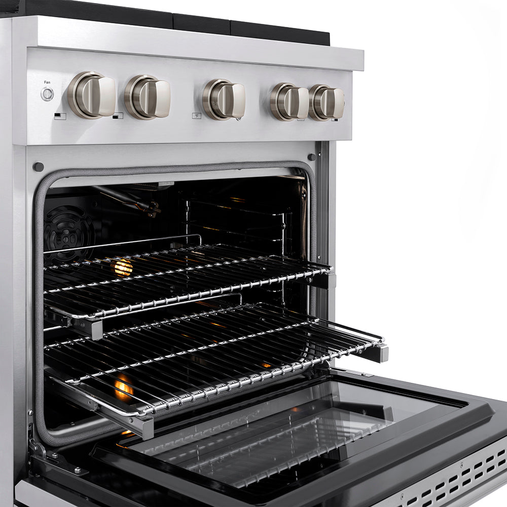 ZLINE 30 in. 4.2 cu. ft. Paramount Gas Range with 4 Burner DuoPro™ Cooktop and Convection Gas Oven in Stainless Steel (PSGR30) - (PSGR30) -