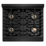 ZLINE 30 in. 4.2 cu. ft. Paramount Gas Range with 4 Burner DuoPro™ Cooktop and Convection Gas Oven in Black Stainless Steel (PSGRB-30) - (PSGRB30) -