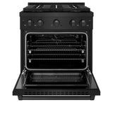 ZLINE 30 in. 4.2 cu. ft. Paramount Gas Range with 4 Burner DuoPro™ Cooktop and Convection Gas Oven in Black Stainless Steel (PSGRB-30) - (PSGRB30) -
