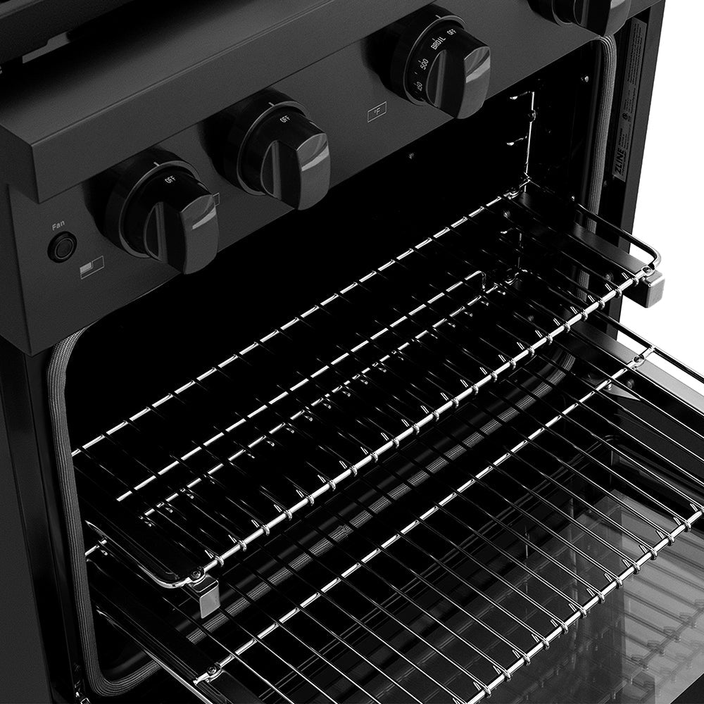 ZLINE 30 in. 4.2 cu. ft. Paramount Gas Range with 4 Burner DuoPro™ Cooktop and Convection Gas Oven in Black Stainless Steel (PSGRB-30) - (PSGRB30) -
