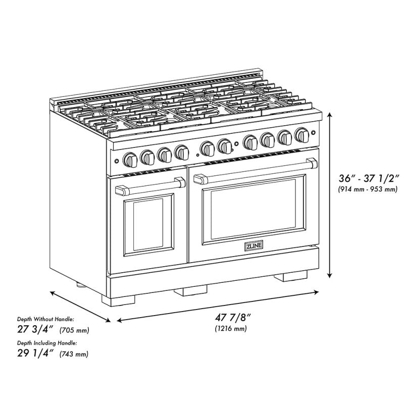 48 in. 6.7 cu. ft. Paramount Gas Range with 8 Burner DuoPro™ Cooktop and Dual Ovens - (PSGRB48) -