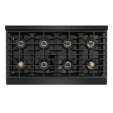 ZLINE Autograph Edition 48 in. 6.7 cu. ft. Paramount Gas Range with 8 Burner DuoPro™ Cooktop and Dual Ovens in Black Stainless Steel and Champagne Bronze Accents (PSGRBZ-48-CB) - (PSGRBZ48CB) -