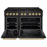 ZLINE Autograph Edition 48 in. 6.7 cu. ft. Paramount Gas Range with 8 Burner DuoPro™ Cooktop and Dual Ovens in Black Stainless Steel and Champagne Bronze Accents (PSGRBZ-48-CB) - (PSGRBZ48CB) -