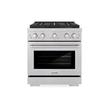 ZLINE 30 in. 4.2 cu. ft. Paramount Gas Range with 4 Burner DuoPro™ Cooktop and Convection Gas Oven in Satin Stainless Steel (PSGRS-30) - (PSGRS30) -