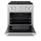 ZLINE 30 in. 4.2 cu. ft. Paramount Gas Range with 4 Burner DuoPro™ Cooktop and Convection Gas Oven in Satin Stainless Steel (PSGRS-30) - (PSGRS30) -