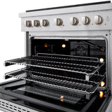 ZLINE 36 in. 5.2 cu. ft. Paramount Gas Range with 6 Burner DuoPro™ Cooktop and Convection Gas Oven in Satin Stainless Steel (PSGRS-36) - (PSGRS36) -