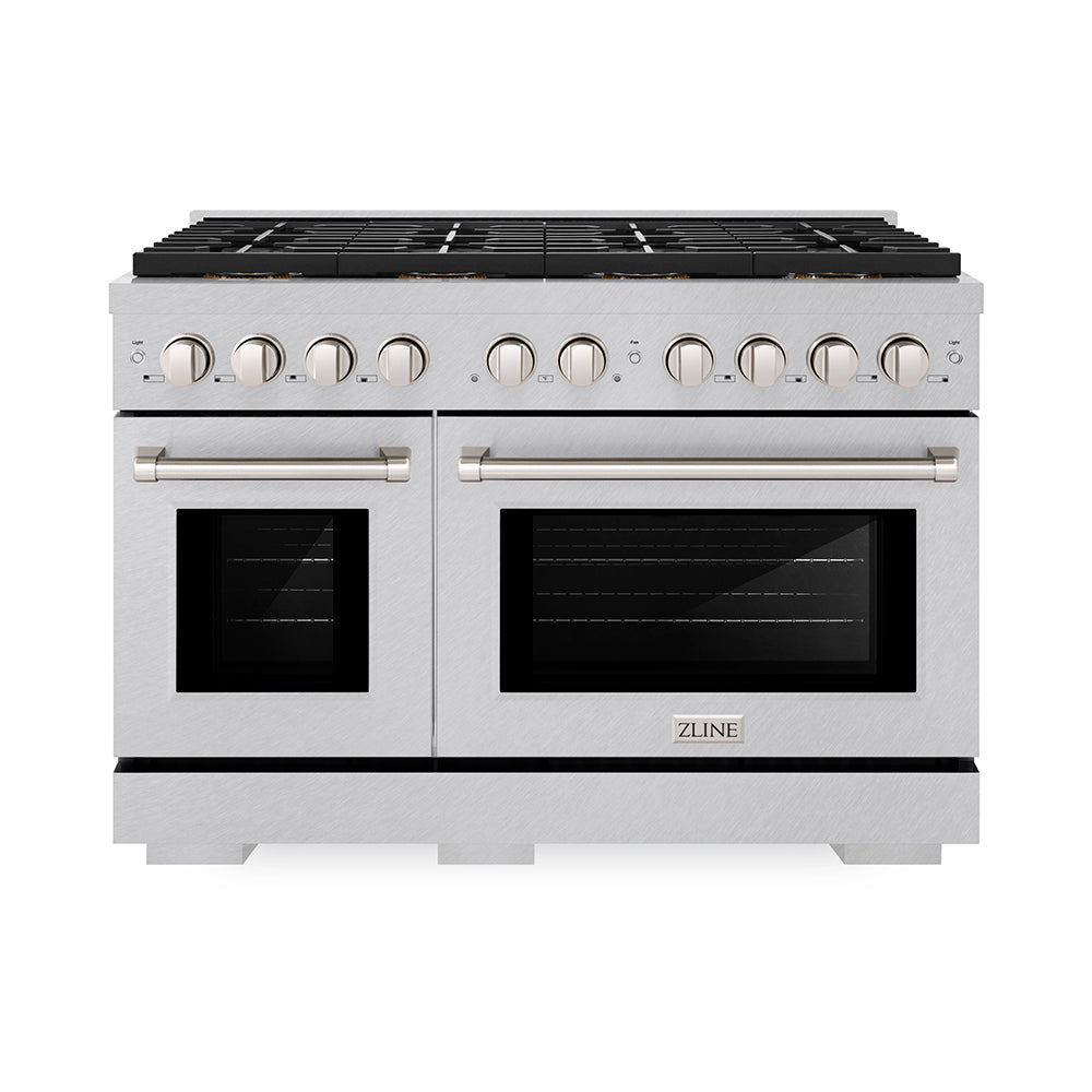 ZLINE 48 in. 6.7 cu. ft. Paramount Gas Range with 8 Burner DuoPro™ Cooktop and Dual Ovens in Satin Stainless Steel (PSGRS-48) - (PSGRS48) -