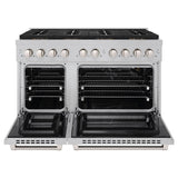 ZLINE 48 in. 6.7 cu. ft. Paramount Gas Range with 8 Burner DuoPro™ Cooktop and Dual Ovens in Satin Stainless Steel (PSGRS-48) - (PSGRS48) -