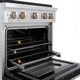 ZLINE 30 in. 4.2 cu. ft. Paramount Gas Range with 4 Burner DuoPro™ Cooktop and Convection Gas Oven in Satin Stainless Steel with Black Matte Door (PSGRS-BLM-30) - (PSGRSBLM30) -