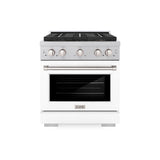 ZLINE 30 in. 4.2 cu. ft. Paramount Gas Range with 4 Burner DuoPro™ Cooktop and Convection Gas Oven in Satin Stainless Steel with White Matte Door (PSGRS-WM-30) - (PSGRSWM30) -