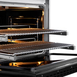 ZLINE Autograph Edition 36 in. 5.2 cu. ft. Paramount Gas Range with 6 Burner DuoPro™ Cooktop and Convection Gas Oven in Satin Stainless Steel with Black Matte Door and Polished Gold Accents (PSGRSZ-BLM36-G) - (PSGRSZBLM36G) -