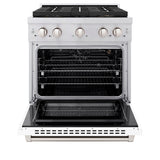 ZLINE 30 in. 4.2 cu. ft. Paramount Gas Range with 4 Burner DuoPro™ Cooktop and Convection Gas Oven with White Matte Door (PSGR-WM-30) - (PSGRWM30) -