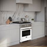 ZLINE 30 in. 4.2 cu. ft. Paramount Gas Range with 4 Burner DuoPro™ Cooktop and Convection Gas Oven with White Matte Door (PSGR-WM-30) - (PSGRWM30) -