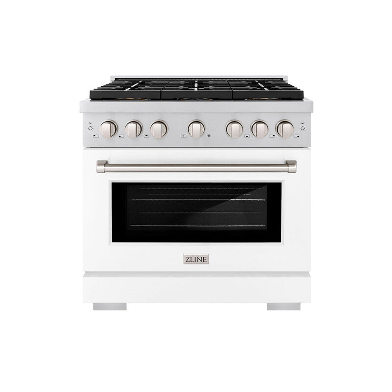 36 in. 5.2 cu. ft. Paramount Gas Range with 6 Burner DuoPro™ Cooktop and Convection Gas Oven with White Matte Door - (PSGRWM36) -