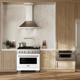 36 in. 5.2 cu. ft. Paramount Gas Range with 6 Burner DuoPro™ Cooktop and Convection Gas Oven with White Matte Door - (PSGRWM36) -