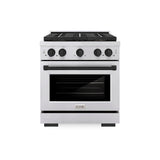 ZLINE Autograph Edition 30 in. 4.2 cu. ft. Paramount Gas Range with 4 Burner DuoPro™ Cooktop and Convection Gas Oven in Stainless Steel with Matte Black Accents (PSGRZ-30-MB) - (PSGRZ30MB) -
