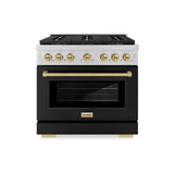 Autograph Edition 36 in. 5.2 cu. ft. Paramount Gas Range with 6 Burner DuoPro™ Cooktop and Convection Gas Oven with Black Matte Door and Champagne Bronze Accents - (PSGRZBLM36CB) -