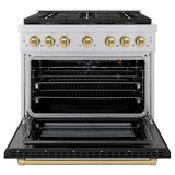 Autograph Edition 36 in. 5.2 cu. ft. Paramount Gas Range with 6 Burner DuoPro™ Cooktop and Convection Gas Oven with Black Matte Door and Champagne Bronze Accents - (PSGRZBLM36CB) -